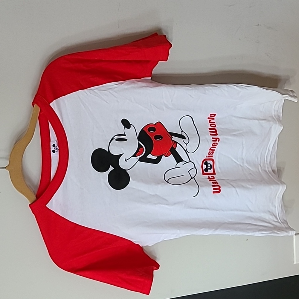 Disney Walt Disney World Mickey Baseball Tee Red White Adult XS